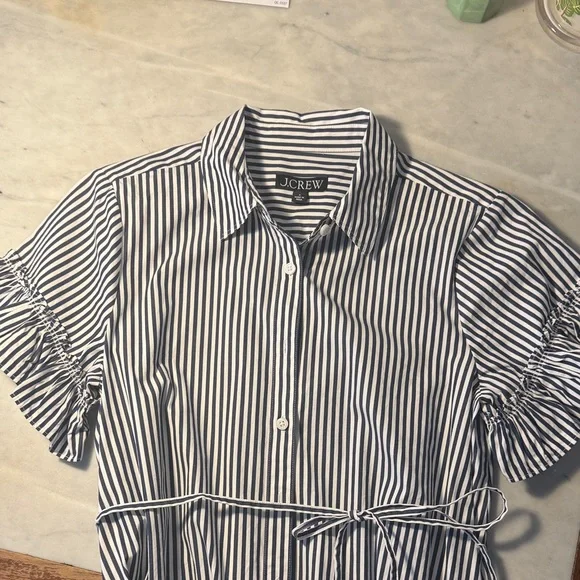 NWOT- J. Crew Navy and White Striped Button-Front Maxi Dress - Picture 4 of 7